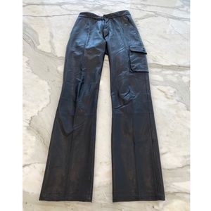 REM GARSON BLACK LEATHER CARGO PANTS SIZE US 2